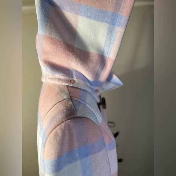 GAL MEETS GLAM wool blend pink and blue plaid winter peacoat. XL - Picture 5 of 16